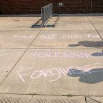 Positive messages written in chalk outside Timber Ridge